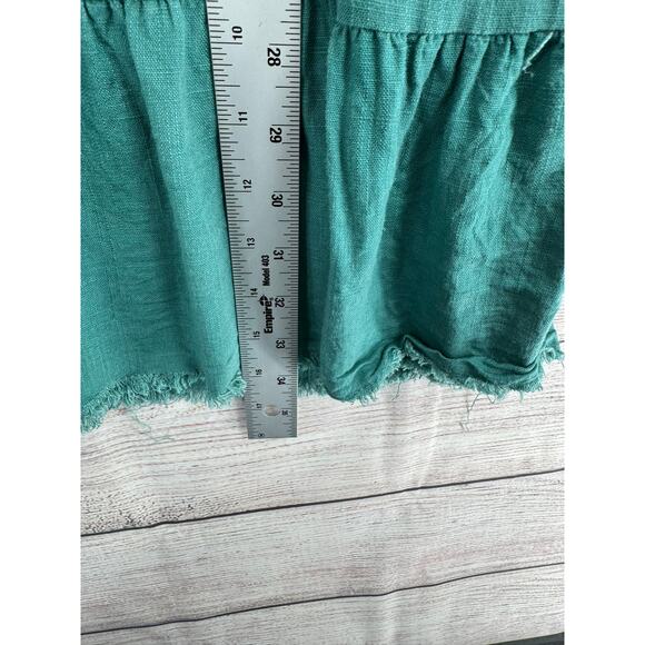 Umgee USA Linen Blend V-Neck Shirt Mini Dress Womens XL Green Rough Hem - Picture 10 of 10
